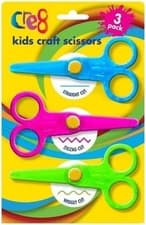 Image of 3 x Children Safety Scissors Kids Craft Safe Child Plastic Zig Zag Straight