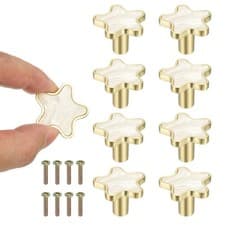 Image of 8 Pcs Star Shaped Cabinet Knobs, Bathroom Dresser Knobs Drawer Pulls White
