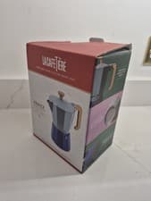 Image of La Cafetiere 'Venice' 3 Cup Espresso Maker, 2-Tone Sky Blue, Wooden Handle 150ml