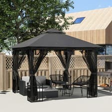 Image of 3 x 3(m) Metal Gazebo Pavilion Garden Party Tent Shelter 2-Tier Sun Shade Patio