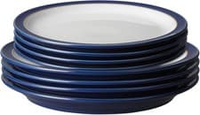 Image of Denby - Elements Dinner & Lunch Plate 8 Piece Set - Dark Blue, Dishwasher Safe 