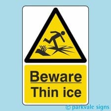 Image of Beware Thin Ice Sign