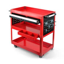 Image of 3-Tier Tool Trolley Cart Roller Cabinet Heavy Duty Garage Workshop with Drawer