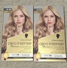 Image of 2 X Schwarzkopf Oleo Intense Permanent Oil Colour Hair Dye 8-05 Beige Blonde New