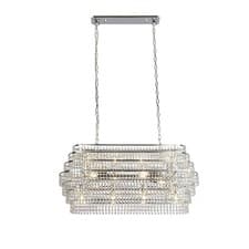 Image of 12 Lights Ceiling Mounted Pendant Chandelier Light With Hanging Crystal Chrome