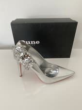 Image of Dune Silver Metallic Leaf Court Shoes