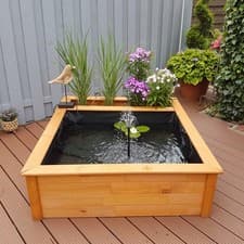 Image of Raised Square Garden Solar Pond Kit with Premium Planting Zone in treated Timber