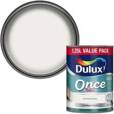 Image of Dulux Once Gloss Pure Brilliant White Paint Wood Metal 750ML 1.25L 2.5L
