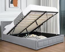 Image of OTTOMAN STORAGE GAS LIFT UP 3FT SINGLE SMALL DOUBLE 4FT6 KING SIZE FABRIC BED