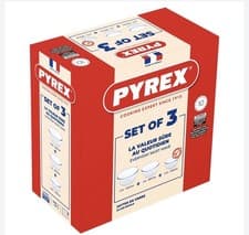 Image of Pyrex Glass Mixing Bowl Set 3 Pieces Ovenware Freezer Microwave Baking New