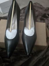 Image of Dune London Women's Black leather Peep Toe Court Shoes - Ladies Size UK 5 EU 38