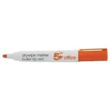 Image of 5 Star Office Drywipe Marker Bullet Tip 3mm Line Red Pack of 12