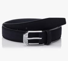 Image of Hugo Boss men's Blue Leather Suede Belt Brand New Size 85-32 Fits 30” New 3cm