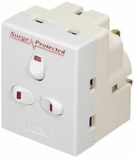 Image of 3 Way Triple Surge protected socket Mains Switched Adapter 13A Plug adaptor 3Way