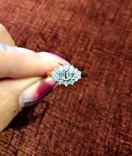 Image of 18ct yellow and white gold diamond cluster ring Size L