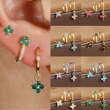 Image of Multi Piercing Earrings Set Stud Hoop Dangle Huggie Cubic Zirconia Gift For Her