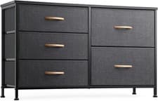Image of Chest of Drawers Fabric 5 Drawer Storage Organizer Unit for Bedroom Living Room