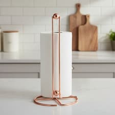 Image of Copper Kitchen Roll Holder Paper Towel Stand Worktop Storage Apollo