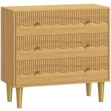 Image of Dresser for Bedroom 3 Drawer Chest of Drawers with Steel Frame for Living Room i