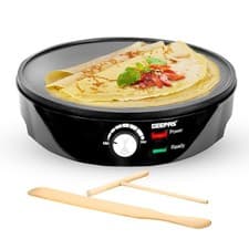 Image of Pancake Crepe Maker Electric Non-Stick Cooking Plate + Free Utensils 1000W Black