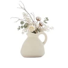 Image of Ceramic Vase with Handle Versatile White Home Decor Vase Modern Rustic Pottery