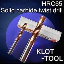 Image of KLOT TiCN Coated Solid Carbide Drill Bit 12.1mm-20mm 2-Flute CNC HRC65 Tungsten