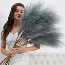 Image of FOTEEWL 8 PCS Faux Pampas Grass Decor 38"/3.1FT Tall Fake Pompas Floral Large Ar