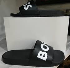 Image of HUGO BOSS Men Black Rubber Slide Sandal EU 43 BOS3