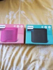Image of 2x Philips BT55P00 BT55 Portable Bluetooth Speaker - Pink/black 