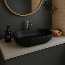 Image of RAK Feeling Oval Countertop Wash Basin 550mm Wide - Matt Black