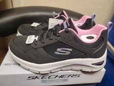 Image of Skechers Arch Comfort 2.0 Women's Trainers In Black/ Purple Sizes UK 2 - UK 9