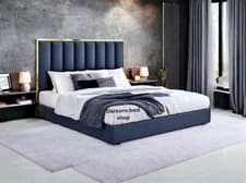 Image of Darsons Double King Farah Ottoman gas lift Bed Frame Plush Velvet Upholstered