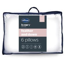 Image of Silentnight Pillows 6 Pack Luxury Natural Feather and Down Soft Medium Support