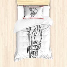 Image of Halloween Duvet Cover Set Witch Hand with Eye Blood