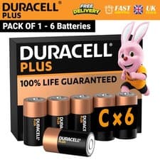 Image of DURACELL PLUS SIZE C ALKALINE BATTERIES LR14/MN1400 - PACK OF 6