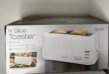 Image of Quest 4 Slice White Toaster Extra Wide Long Slots for Crumpets and Bagels