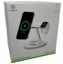 Image of BELKIN 3-IN-1 MAGSAFE CHARGER CHARGING DOCK STAND FOR APPLE IPHONE AIRPODS WATCH