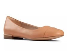 Image of New Clarks Size 5 Festival Gold Flat Ballerina Pumps Shoes (EU 38) Tan Peach