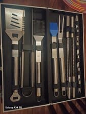 Image of Stainless Steel BBQ Grill Tool Set Outdoor Utensil Cooking Cutlery Kit with Case