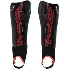 Image of S - Football Shin Pads & Ankle Guards BLACK/RED High Impact Slip On Leg Cover