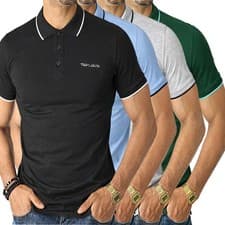 Image of Mens Teddy Smith Regular Fit Polo Shirt Tipping Cotton Pique Short Sleeve Tee