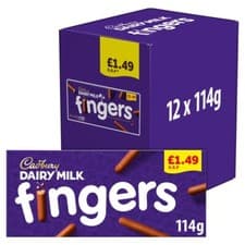 Image of Cadbury Dairy Milk Fingers Chocolate Covered Biscuits 114G x 12