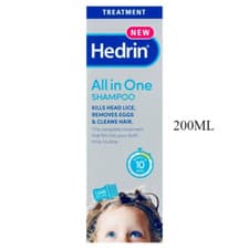 Image of Hedrin All In One Shampoo Kills Head Lice Cleans Hair Treatment With Comb 200ml