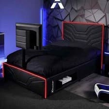 Image of X ROCKER Oracle RGB TV Gaming Bed 32" TV Mount 3ft 4ft 4ft6 Storage LED Lighting