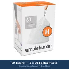 Image of Simplehuman Code H Bin Liners 30-35L | 3x20 = 60 Liners | GENUINE Sealed NEW