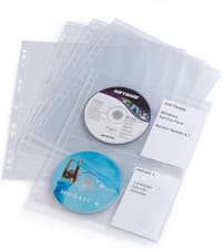 Image of Durable CD/DVD Pockets - 2 Sided Wallet Index for 4 Disks - 10 Pack - A4 Clear -
