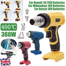 Image of Hot Air Gun Cordless For Dewalt/Milwaukee/Bosch 18V Electric Heat Gun w/4 Nozzle
