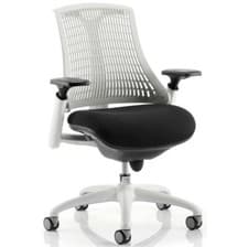 Image of Flex Task Operator Chair White Frame Black Fabric Seat With Grey Back With Arms