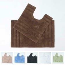 Image of Bath Mats and Pedestal Set Non Slip Super Soft 100% Cotton Washable Spa Supreme