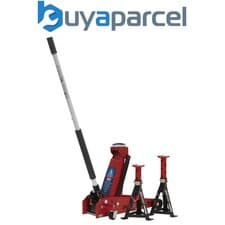 Image of Sealey 3010CX Standard Chassis Trolley Jack 3 Tonne with Axle Stands (Pair) 3 To